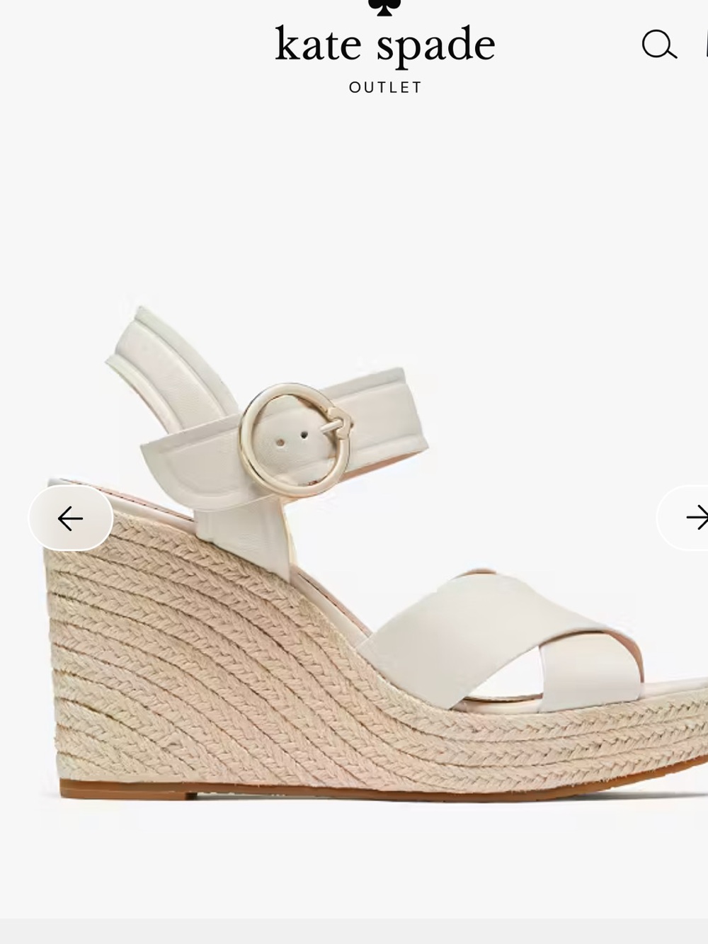 kate spade Cream Espadrille Wedge Sandals with Round Buckle